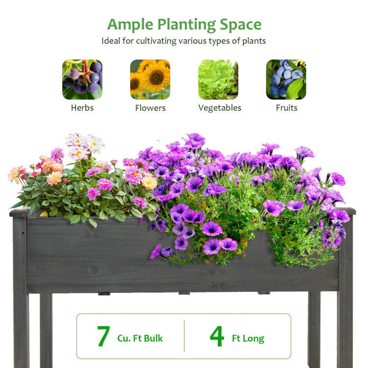 Wooden Raised Vegetable Garden Bed Elevated Grow Vegetable Planter Doba